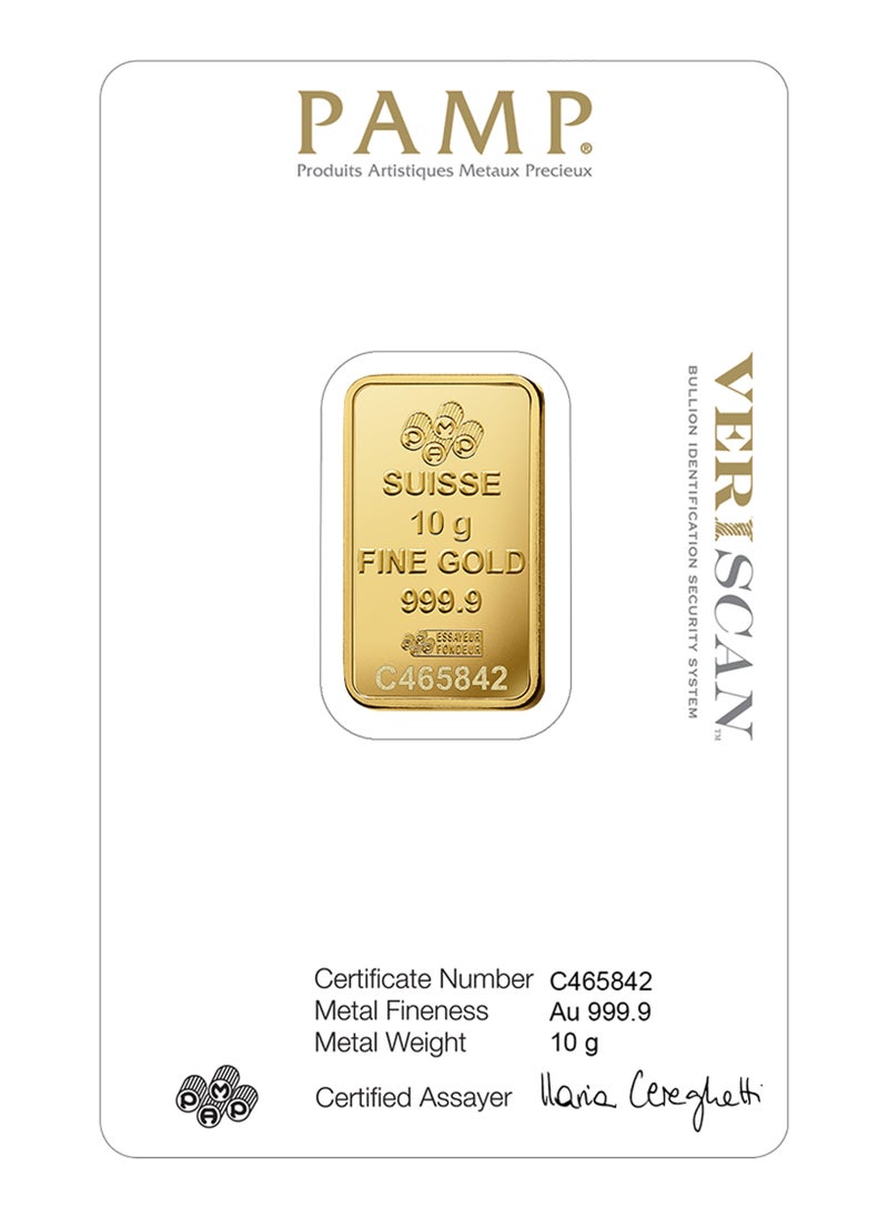PAMP Suisse Pamp 10 Gram 24k Gold Bar - 10 Grams Gold Bar 24KT 999.9 Purity  - Image 4