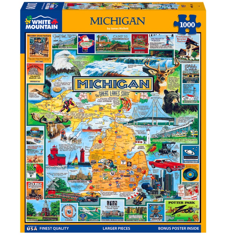 White Mountain Puzzles Best of Michigan - 1000 Piece Jigsaw Puzzle - Image 1