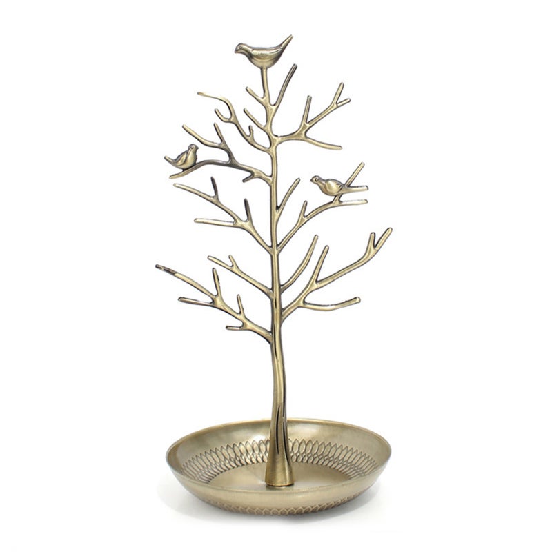 Bird Tree Earring Stand Jewelry Display Stand Alloy Tree shaped Acacia Tree Jewelry Stand  gold - Image 1