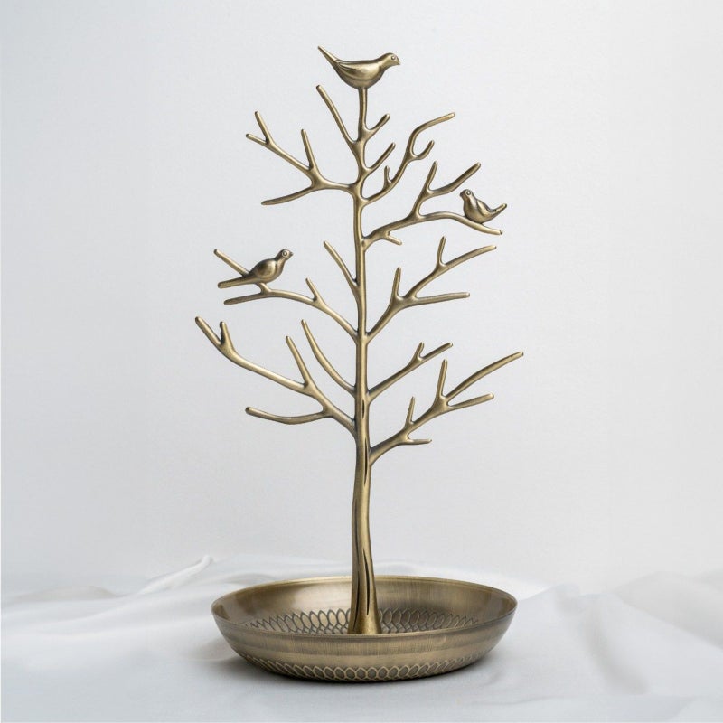 Bird Tree Earring Stand Jewelry Display Stand Alloy Tree shaped Acacia Tree Jewelry Stand  gold - Image 2