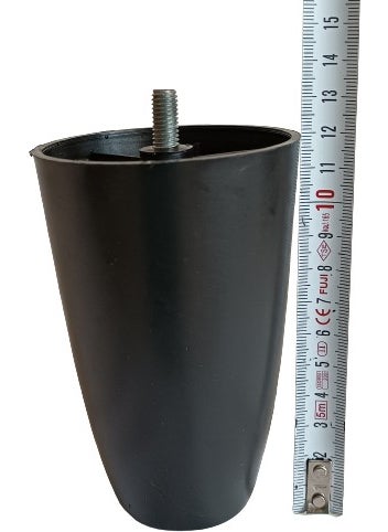 (Pay Attention to Screw Size) - 12 cm Pear Plastic Bed Base Leg Sofa Sofa Leg 4 Pieces Black 3/8 Screw