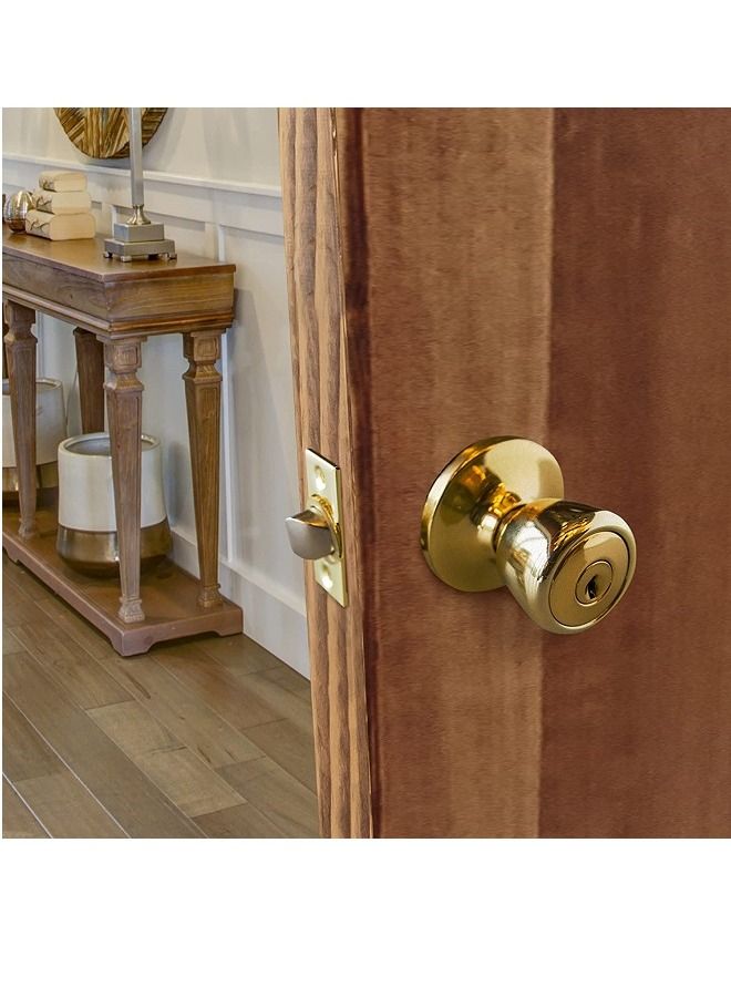 Kwikset 400T 3 Tylo Keyed Entry Knob Polished Brass - Gold - Image 3