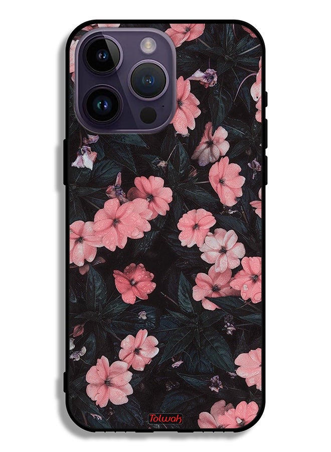 Tolwak Apple iPhone 14 Pro Max Protective Case Peach Small Roses - Image 2