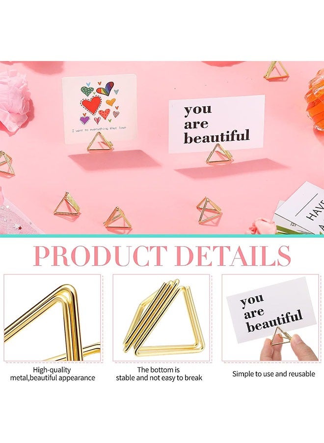 Ant 20-Piece Triangle Shape Name Card Holder, Mini Wedding Table Card Holders, Setting Holder Picture Clips Stand for Centerpiece Anniversary Party (Gold) - Image 3