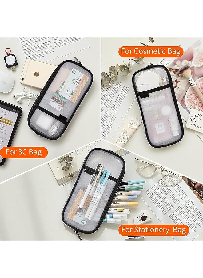 أكس سبرينج حافظة أقلام شبكية شفافة مع حقيبة أقلام شبكية لتخزين أدوات التجميل وحقيبة أقلام شفافة بسحاب وحقيبة أقلام شفافة للامتحانات وحقيبة قرطاسية شفافة متعددة الوظائف - Image 5