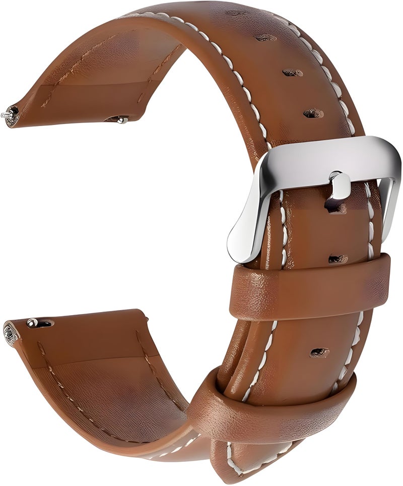 Next Store Leather Replacement Strap Compatible with Samsung Galaxy Watch 46mm/Galaxy 3 45mm/Huawei GT5/GT4/GT3/3 Pro – 22mm (Brown) - Image 1