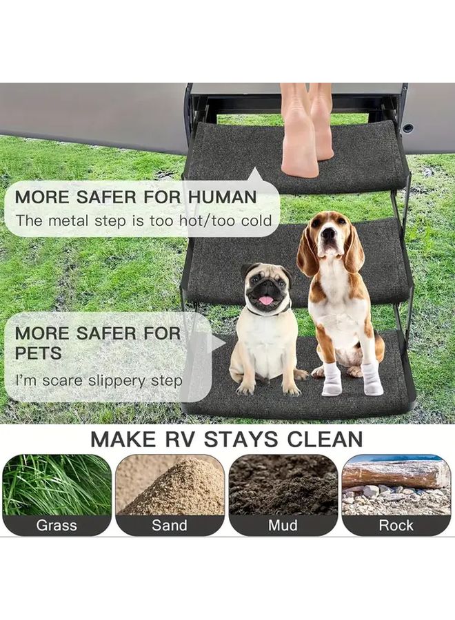3Pcs Grey RV Step Mats Non Slip Durable Polyester Floor Mats for Camping Pet Safety - Image 1