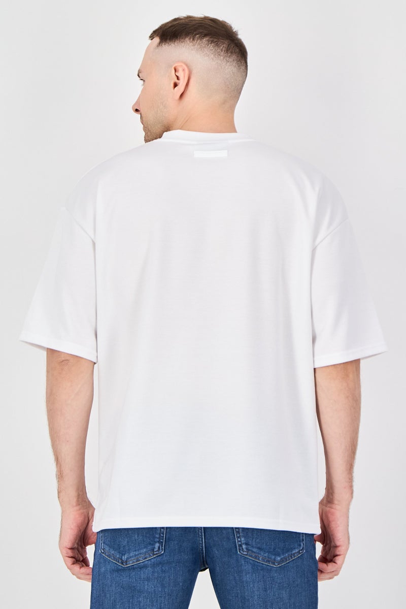Core Elements Men Crew Neck Short Sleeve Graphic Print T-Shirt, White - Image 3