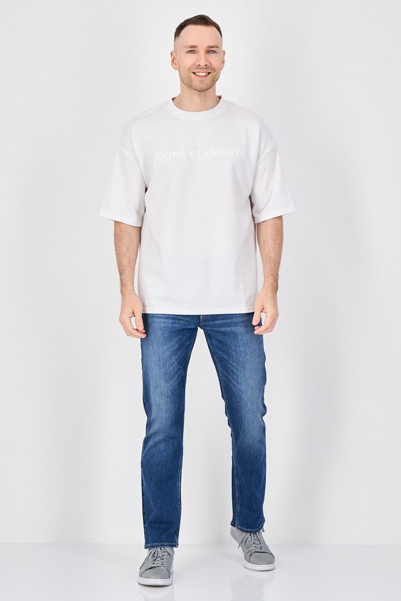 Core Elements Men Crew Neck Short Sleeve Graphic Print T-Shirt, White - Image 4