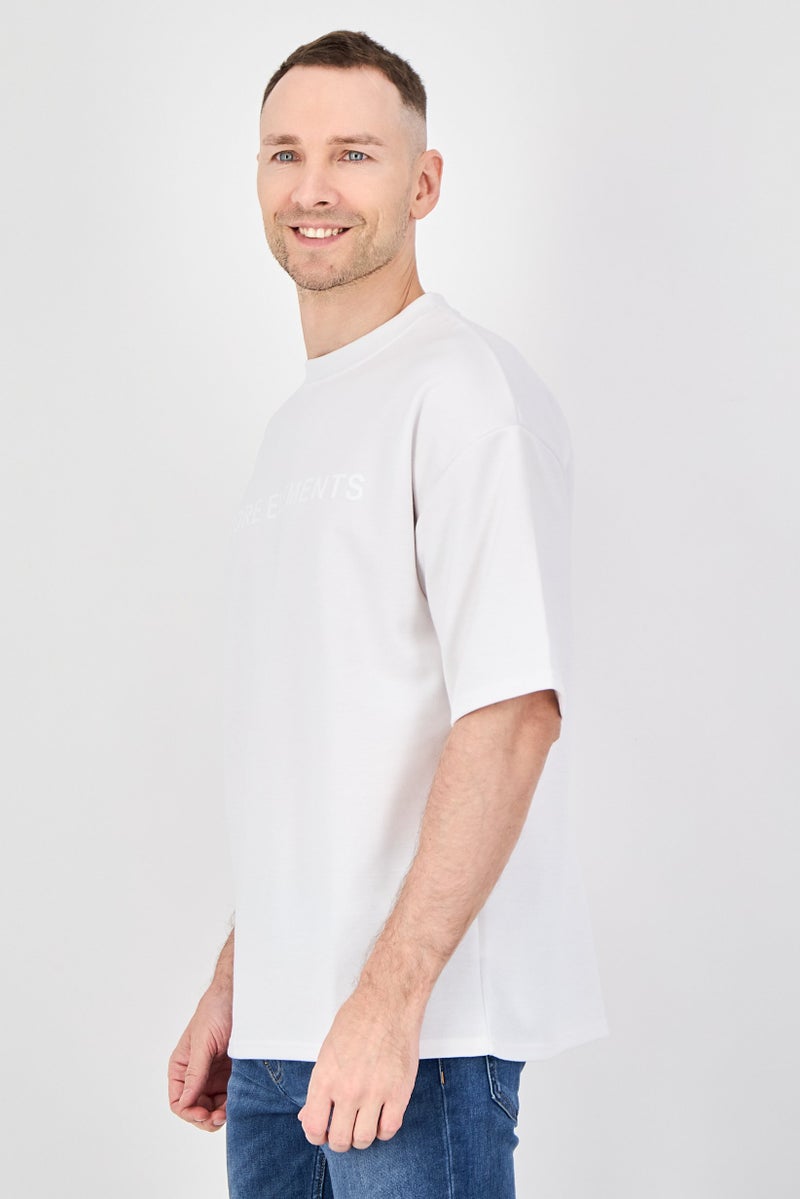 Core Elements Men Crew Neck Short Sleeve Graphic Print T-Shirt, White - Image 2