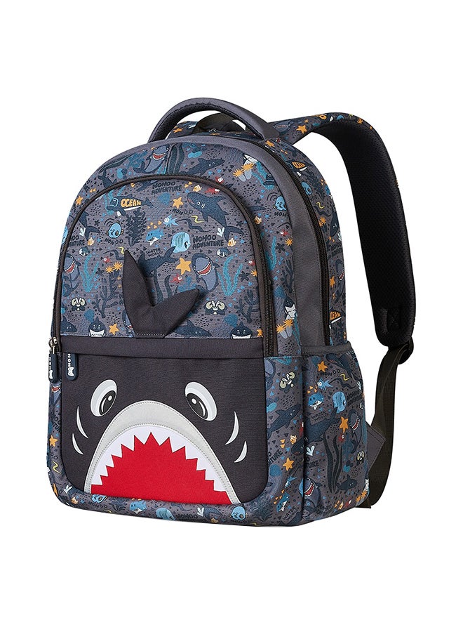 Nohoo Kids 16 Inch School Bag with Lunch Bag and Pencil Case (Set of 3) Shark - Grey - Image 2