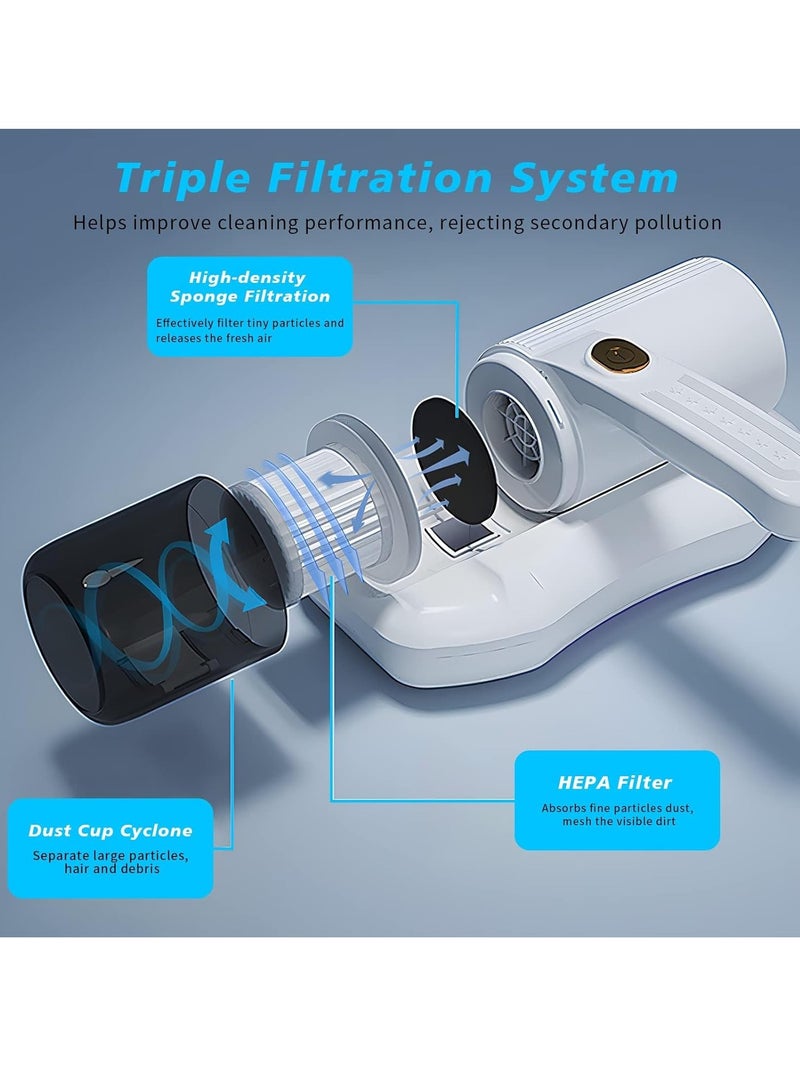 Excefore مكنسة كهربائية للمراتب، مكنسة يدوية للسرير، قوة شفط قوية 13Kpa وضرب مزدوج، ضوضاء منخفضة، تنظيف فعال للمراتب، الوسائد، الأرائك، السجاد والأسطح القماشية الأخرى - Image 2