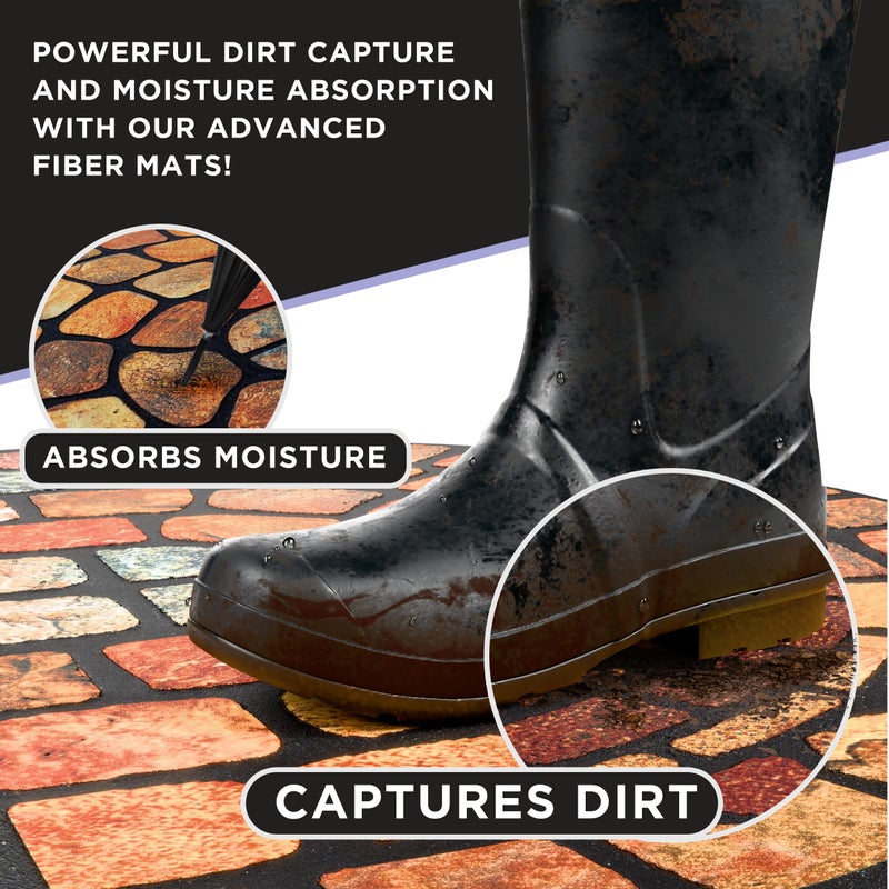 ubdyo Unique Design Door mat - Low Pile Front Doormat Outside Entrance for Efficient Dirt Trapping - All Weather Front Door Mat Indoor Entrance - Anti Slip Welcome Matt Outdoor - (36" x 24", Orange) - Image 3