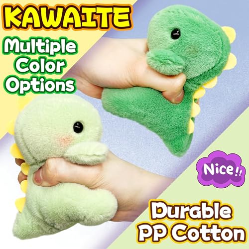 Kawaite Fat Dinosaur Stuffed Animals Dino Kawaii Plush Toy for Girls and Boys Soft Dinosaur Plush Toys Keychain Small Dinosaur Plushies Mini Stuffed Animal for Kids Goodie Bag Stuffers Light Green - Image 5