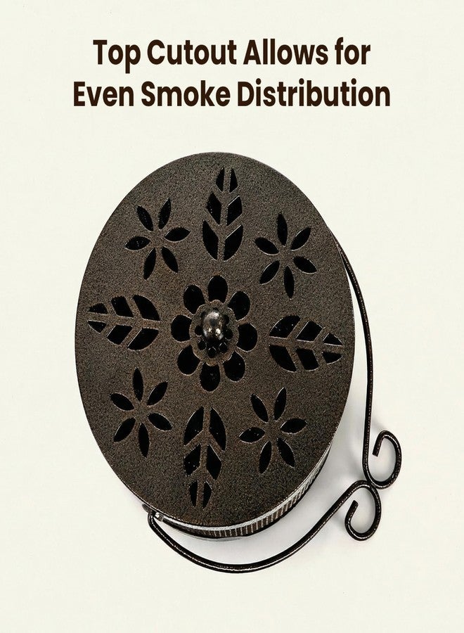 Elsjoy 2 Pack Metal Mosquito Coil Holders, Portable Mosquito Incense Burner with Lid and Handle for Indoor and Outdoor, Bronze - Image 3