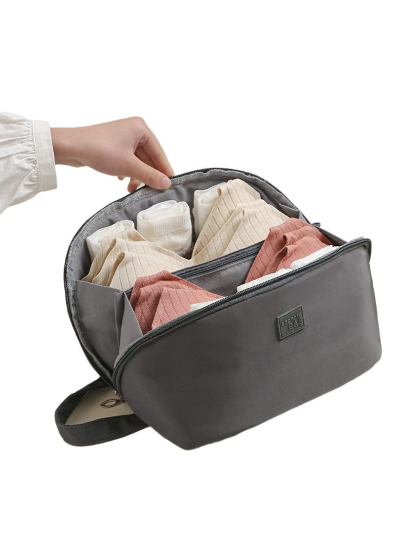 Excefore Travel Underwear Organizer Bag, Upgrade Bra Underwear Bra Storage Bag With Liner, Travel Large Packing Cube Storage Bag, Portable Lingerie Pouch Organizer for Bra Underwear Socks Underpants, Grey  - Image 1