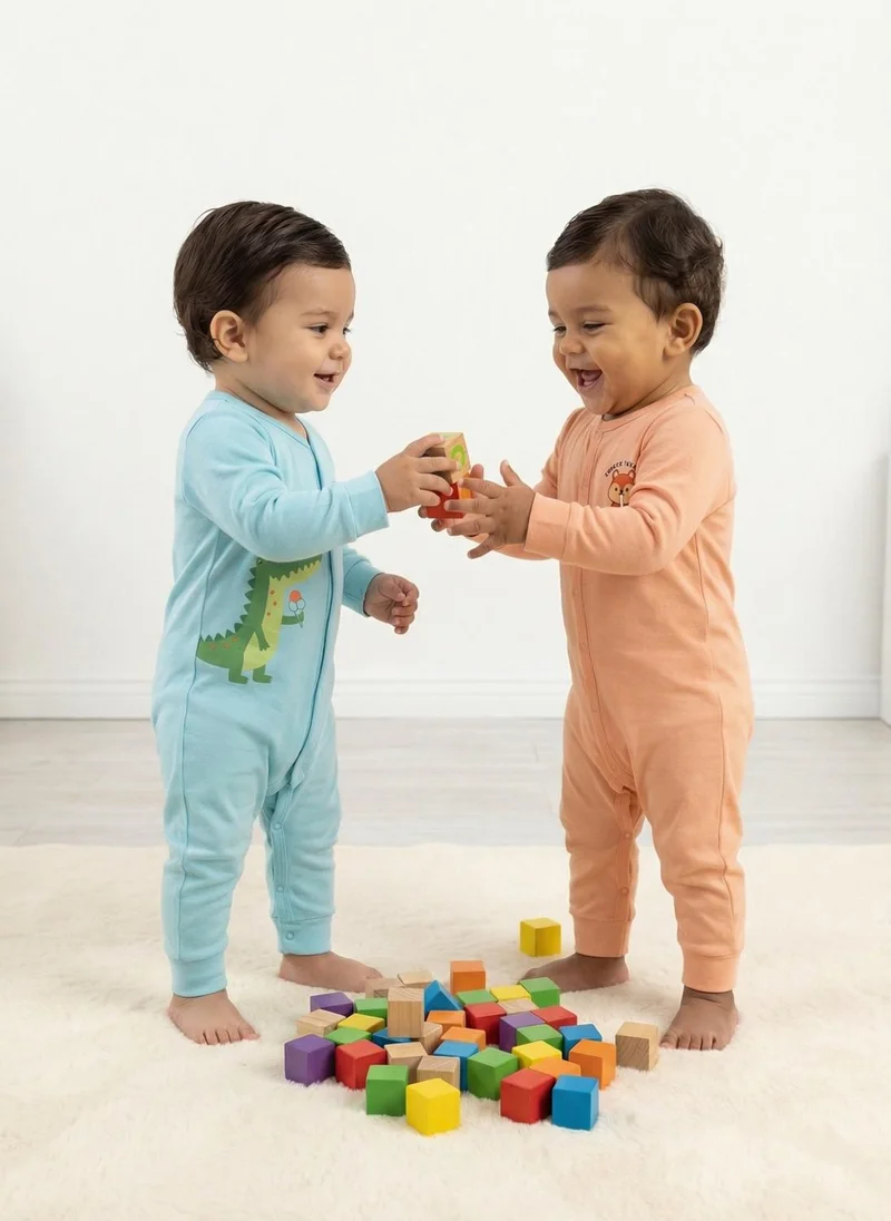 Nautinati  Baby Boys' 100% Cotton Pack of 2 Printed Sleepsuits