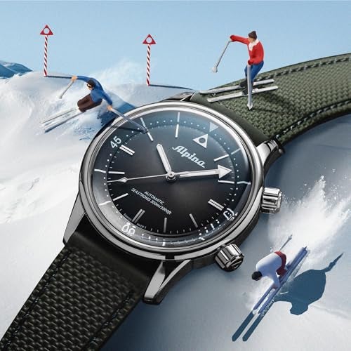 Alpina Men's Seastrong Heritage Diver 300 Swiss Made 3-Hand Date Automatic Watch, 38 Hour Power Reserve, Stainless Steel, Sapphire Crystal, 42mm, 300M Water Resistant, Green Strap - Image 2