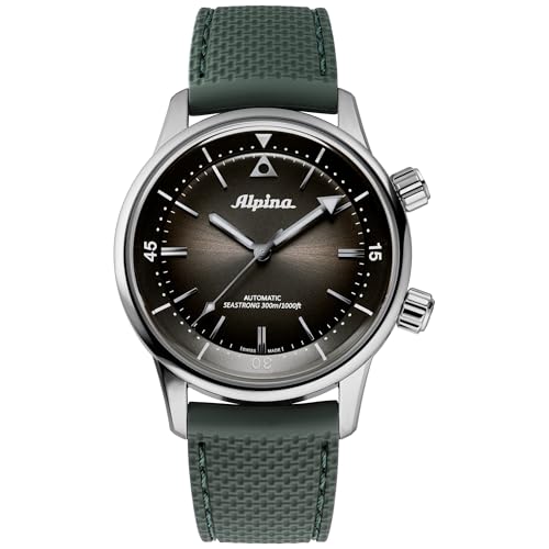 Alpina Men's Seastrong Heritage Diver 300 Swiss Made 3-Hand Date Automatic Watch, 38 Hour Power Reserve, Stainless Steel, Sapphire Crystal, 42mm, 300M Water Resistant, Green Strap - Image 1
