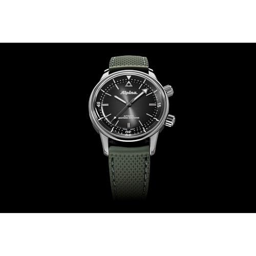 Alpina Men's Seastrong Heritage Diver 300 Swiss Made 3-Hand Date Automatic Watch, 38 Hour Power Reserve, Stainless Steel, Sapphire Crystal, 42mm, 300M Water Resistant, Green Strap - Image 3