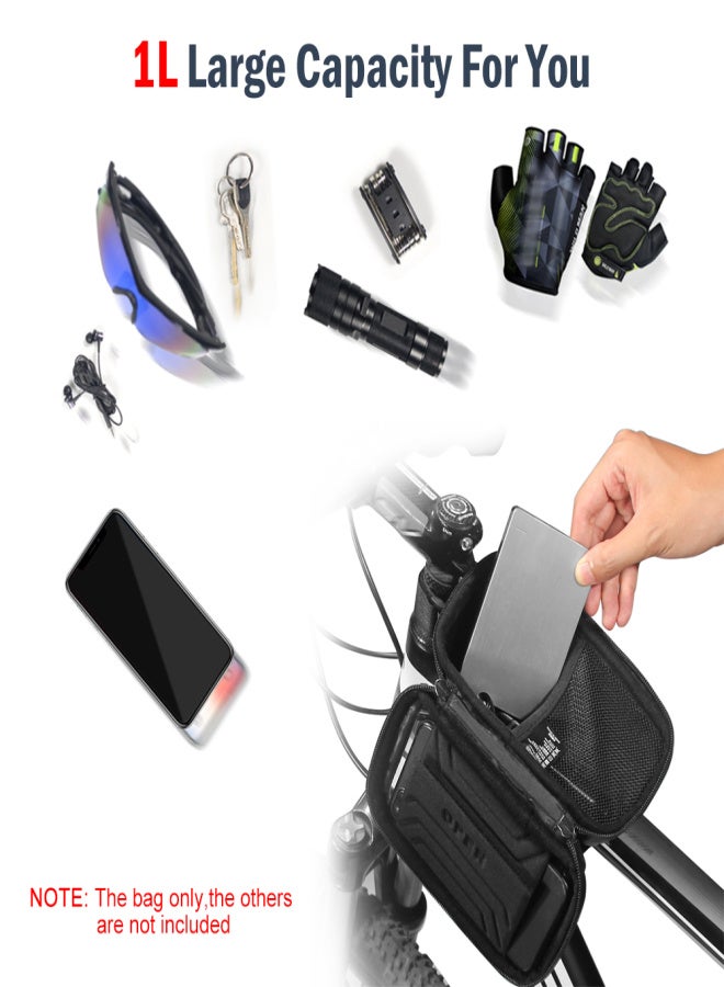 WILD MAN Bike Phone Bags with Touch Screen Phone Holder Case Waterproof Bicycle Front Frame Top Tube Mount Handlebar Bags Bike Storage Bag Cycling Pack - Image 4