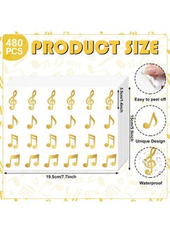 Whaline 480Pcs Music Note Stickers Gold Foil Envelope Seal Sticker 4 Designs Musical Selfadhesive Paper Decals For Invitation Cards Party Gift Sealing Supplies  - Image 2