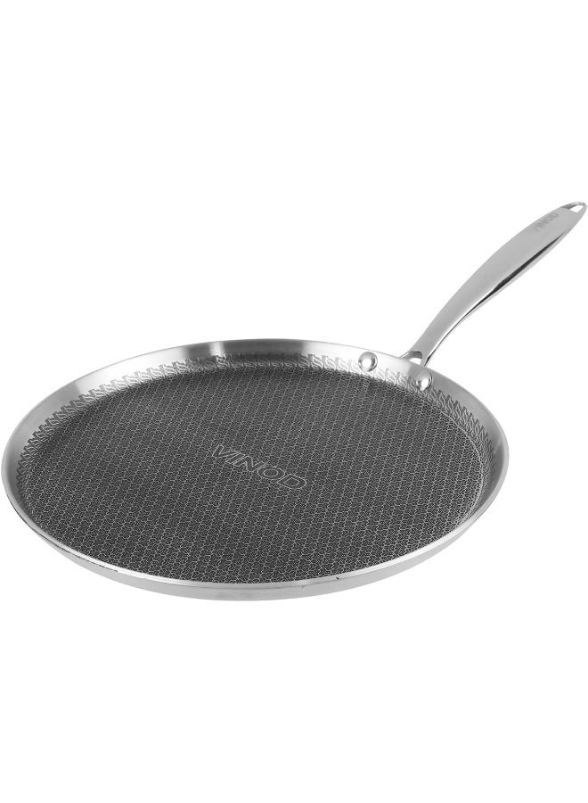 VINOD SAS Pro Platinum Triply Stainless Steel Hybrid Non Stick Dosa Tawa - 28 cm | 4 mm Thick | HexaShield Design Stick-Resistant Surface | Metal Spatula Safe | Induction & Gas Compatible | PFOA-Free - Image 1