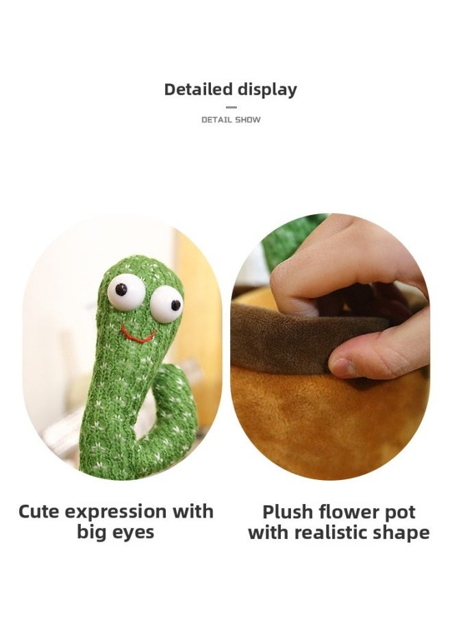Generic - Chinese, English, Spanish, Russian, Dancing, Singing, Twisting, Rocking, Recording, Learning To Speak, Cactus Plush Toy Batch-Color:3 Songs In English-Height:32cm - Image 1