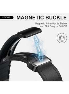 KENSUO Magnetic Leather Watch Band Compatible with Samsung Galaxy Watch Ultra 47mm (2024) Magnetic Buckle Design Adjustable Classic Wristbands Accessories Replacement Straps for Men and Women，Black  - Image 3