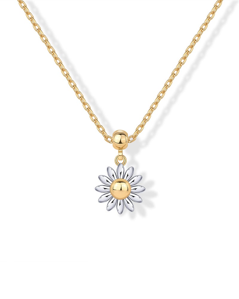 PAVOI 14K Yellow Gold Plated Cute Cubic Zirconia Pendant Necklaces with Charms Set, Hypoallergenic Adjustable Chain Dainty Gold Charm Necklace for Women, Trendy Daisy Flower Pendant Gift - Image 1