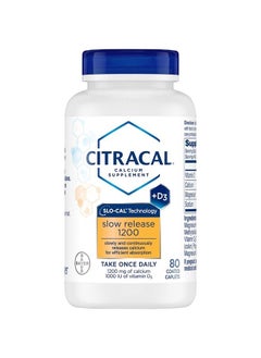 CITRACAL Citracal Calcium + D Slow Release 1200 Tablets 80 Tablets (Pack of 5)  - Image 1