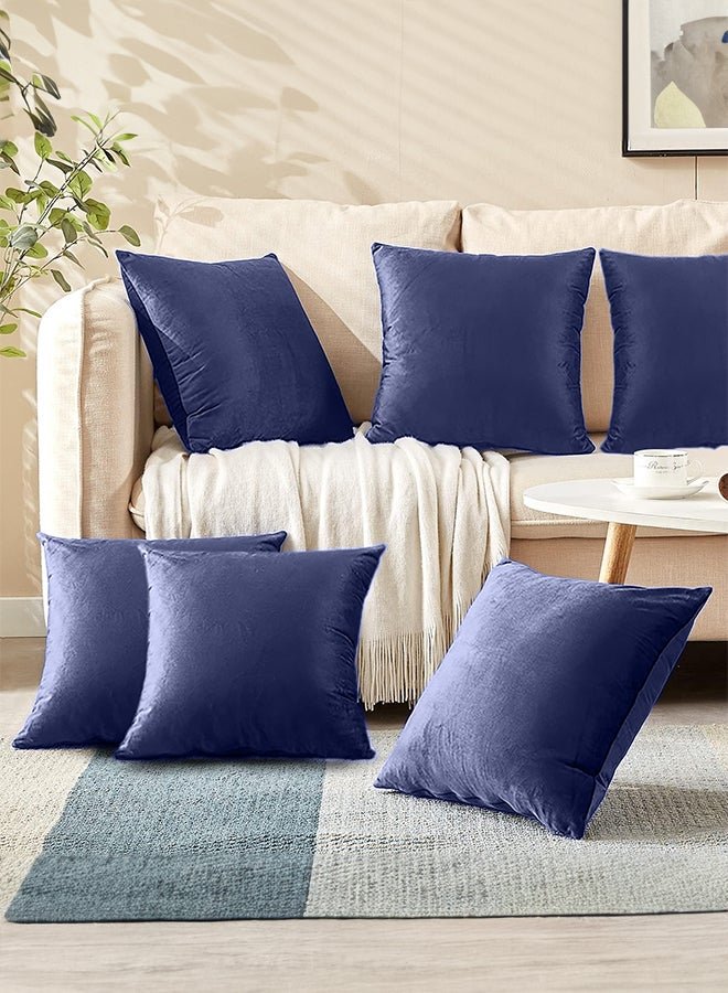 إن - هاوس مخده ديكور وسادة مربعة من المخمل الناعم بتصميم سادة وألوان جذابة طقم 6 قطع - Image 1