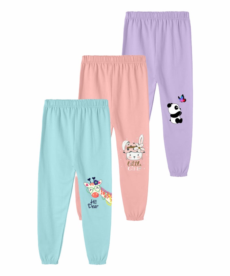 SHODOX® Girls Cotton Blend Printed Regular fit Track Pants (Pack of 3) - Image 1