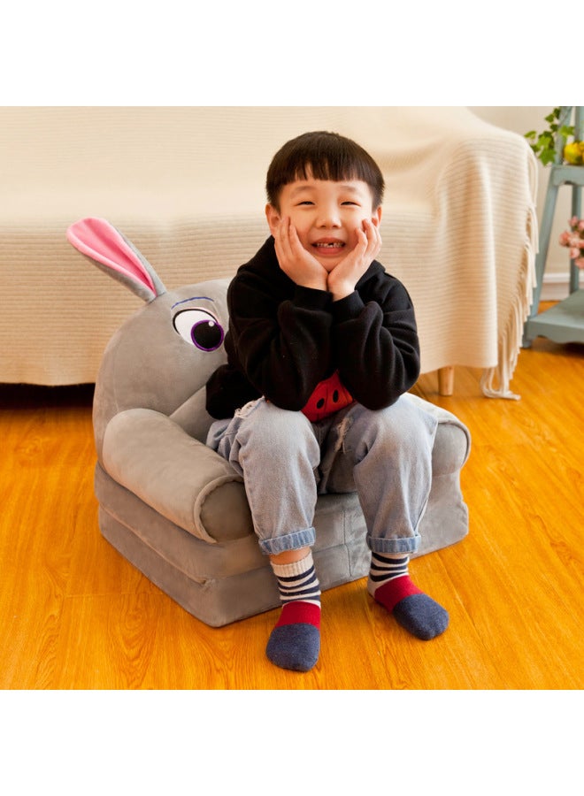 Foldable Children's Small Sofa Double-Layer Single Soft Thickened Nap Tatami Animal-shaped Backrest Seat-Color:Leather Shell - Image 2