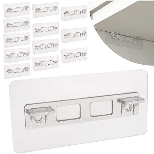 AccEncyc 12 Pcs Punch Free Shelf Support Pegs Self Adhesive Shelves Clips No Drill Shelf Bracket Holders Pin for Kitchen Cabinet Book Shelves Closet Clapboard Layer (2-Pegs) - Image 1