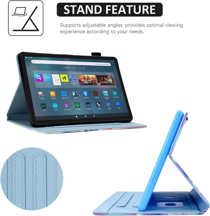 حالة لجهاز Kindle Fire Max 11 (الجيل الثالث عشر، إصدار 2023)، مصنوعة من جلد PU، قابلة للطي وتحتوي على دعامة، مزودة بوظيفة تنشيط/إيقاف التطبيق تلقائيًا، بتصميم يحتوي على رسمة فراشة زرقاء. - Image 5