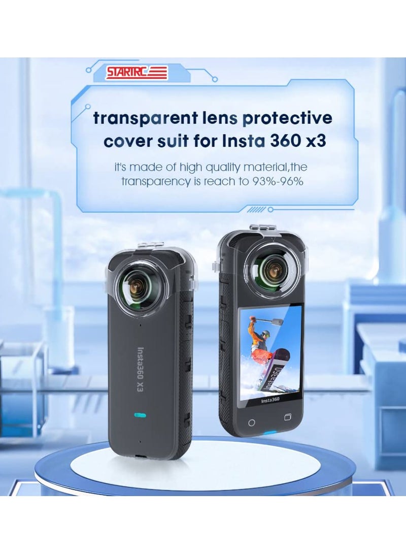 Lens Guard for Insta360 X3, Quick-Detach Transparent Water-Proof Shockproof Transparent Cover, Free of Disassembly, Shooting Protective Cover, Lens, Dust-proof, Scratch-Proof and Drop-Proof Shell - Image 2