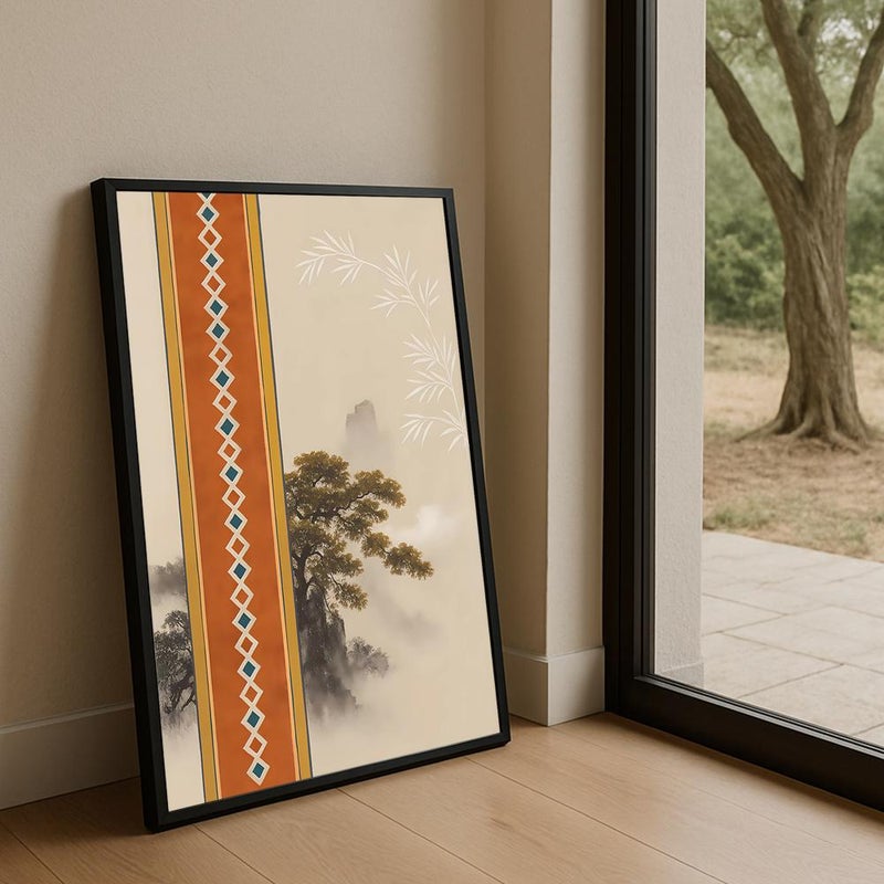 Marktna One canvas painting with a Najdi art design and a hollow frame, measuring (50×70), one piece - Image 2