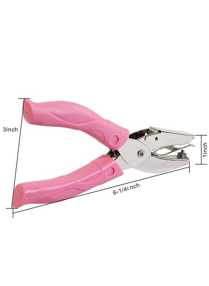 3pcs Small Mini Heart, Star,1/16 inch Small Circle Shaped Hole Paper Puncher with Pink Soft Handheld Grip for DIY Craft Paper Tags Clothing Ticket Scrapbook Tool (Heart, Star, Small Circle)