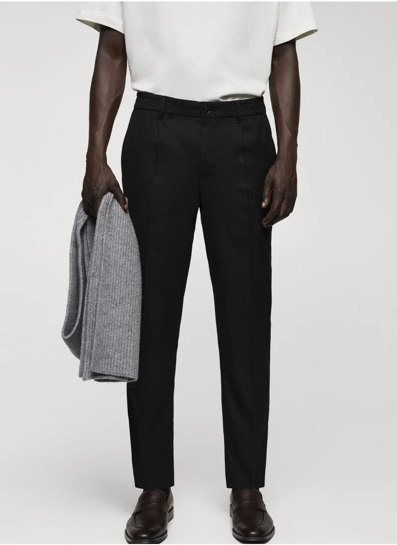 Mango Man Slim Fit Pleated Trousers