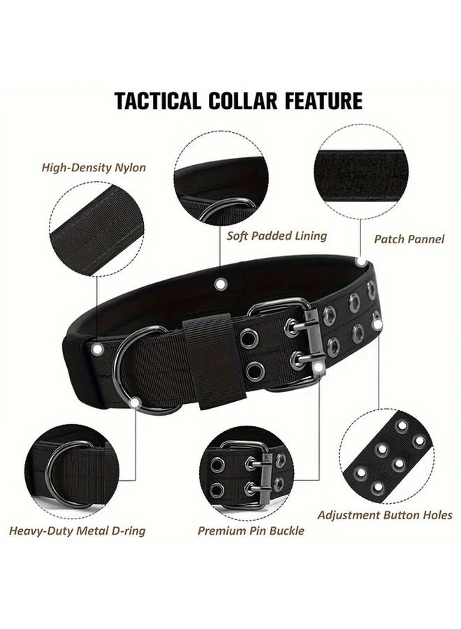 طوق تدريب تكتيكي ثقيل قابل للتعديل من النايلون باللون الأسود مقاس L للسلالات المتوسطة والكبيرة - Image 3