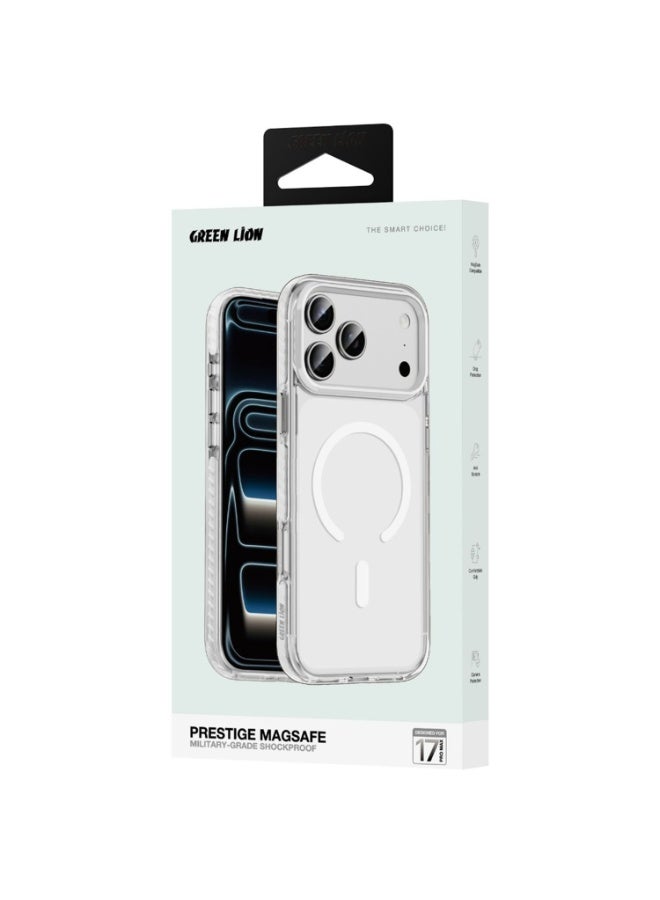 GREEN LION iPhone 17 Pro MagSafe Case Prestige with High Grade Shockproof & PC-TPU Hybrid Build / Metal Buttons / Camera Protection / Comfortable Grip / Anti-Scratch Back Cover / Drop Protection / Anti Fingerprint - White - Image 3