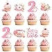 Balterever Tea for Two Birthday Party Decorations for Girls 36PCS Tea for 2 Bday Cupcake Toppers Pink Floral Teapot Theme Bday Party Decors for Teapot Second Birthday Supplies - Image 2