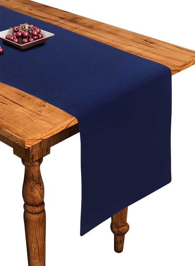 Airwill Cotton Plain I Blue Designed Solid Pattern Table Runner Length 152cm (Blue, Pack of 1) - Image 1
