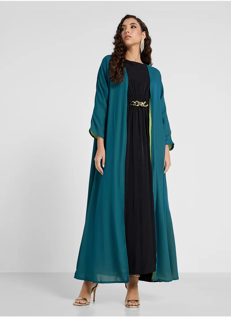 Khizana Essential Mesh Detailed Reversible Abaya