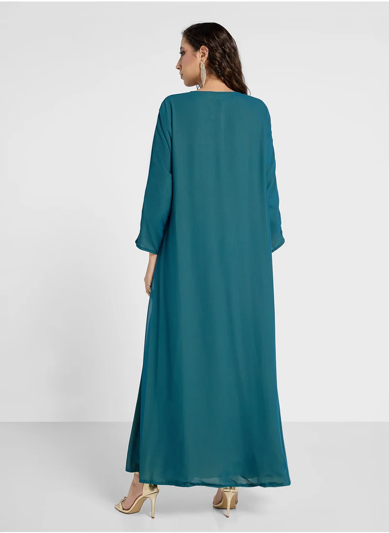 Khizana Essential Mesh Detailed Reversible Abaya