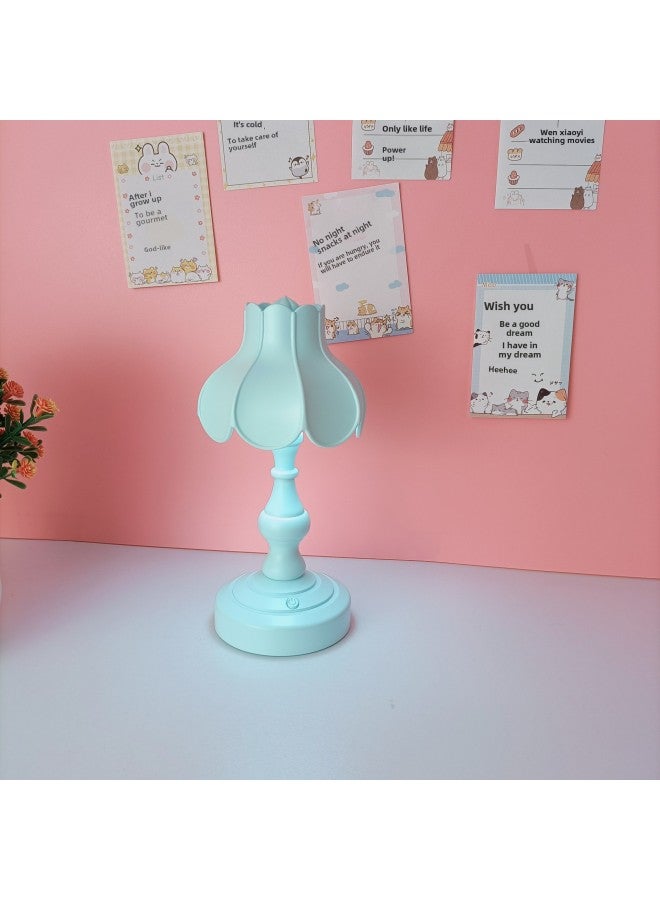 Vintage Lotus Leaf Usb Lamp Girl's Heart Ins Student Dormitory Desktop Flower Decorative Table Lamp Bedroom Ornaments Night Light-Color:LD05 Dark Blue  - Image 4