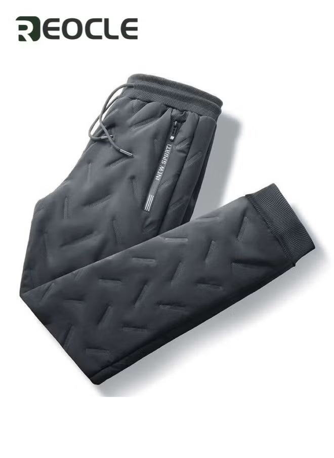 REOCLE Fleece Lined Pants Jogging Bottoms Waterproof Windproof Warm Hiking Ski Snow Pants Winter Fuzzy Leggings Casual Thermals Track Pants for Men Women  - Image 3