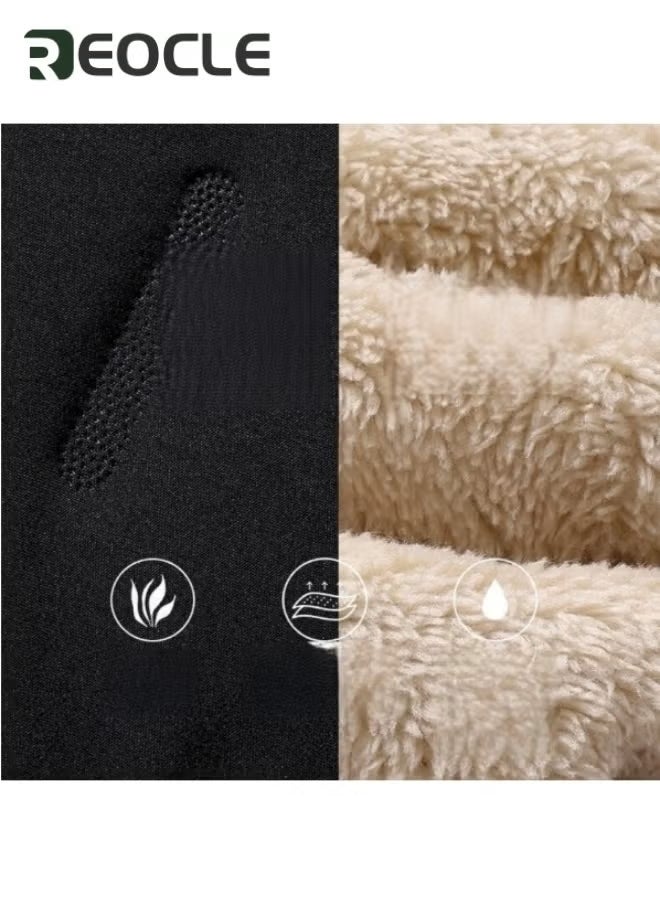 REOCLE Fleece Lined Pants Jogging Bottoms Waterproof Windproof Warm Hiking Ski Snow Pants Winter Fuzzy Leggings Casual Thermals Track Pants for Men Women  - Image 5