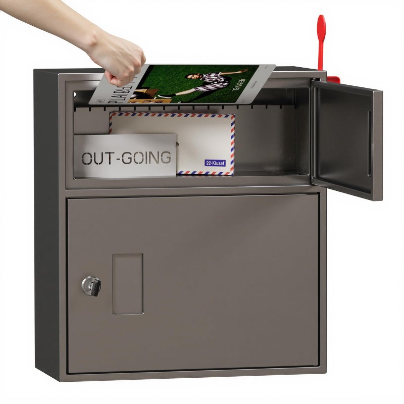 WeHere Wall-Mount Mailbox with Outgoing Flag, Large Secure Mail Box fot Outside, Galvanized Steel Rust-Proof Anti-thef Weatherproof Mailboxes for Office, Commercial, House Porch Front Door, Fence - Image 1